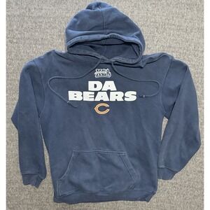 Vtg Y2K Chicago Bears Mens Hoodie M Navy Blue Heavyweight Pullover Streetwear